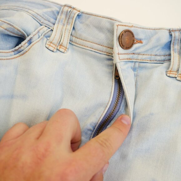 Democracy "Ab Technology" Factory Bleach Stain Light Blue Denim Jeans -10- 32/31 - Picture 9 of 9